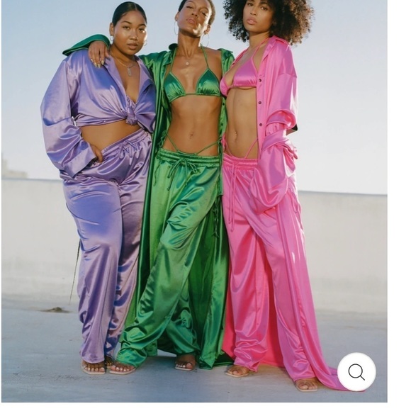 𝅺laina Rauma Set Small Hot Pink satin Club Bed Top Drawstring pants - Picture 8 of 12